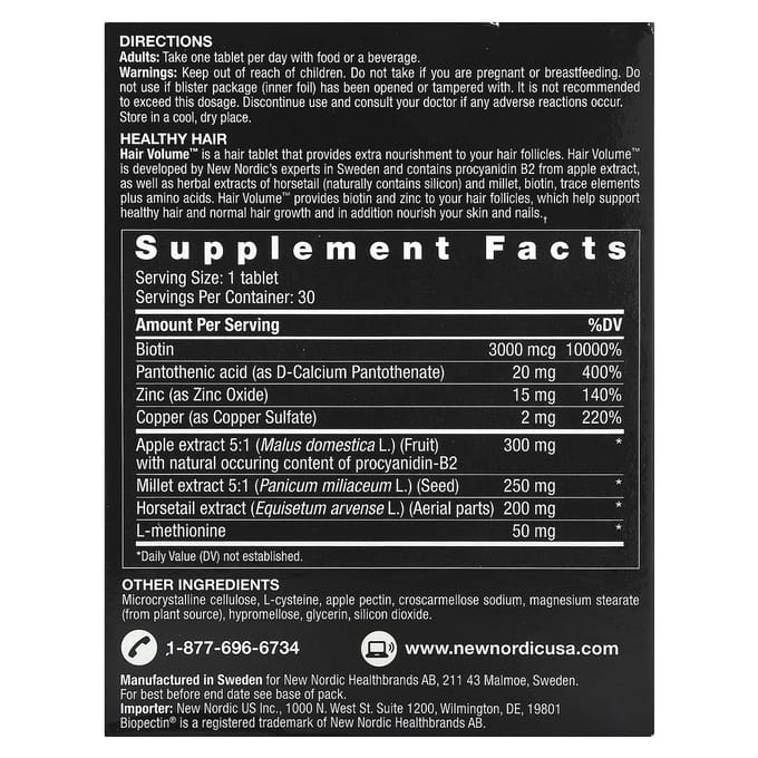 New Nordic, Haarvolume met Biopectine Appel Extract, 90 tabletten