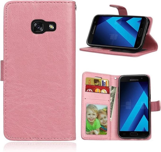 Bookcase Geschikt voor: Samsung Galaxy A3 2017 - Rose Goud - portemonnee hoesje