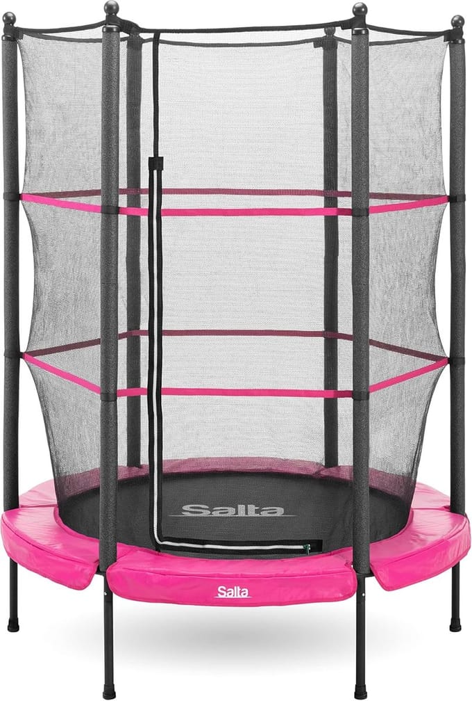 Junior Trampoline - Tuintrampoline Kindertrampoline - Buiten Spelen - Elastieken Vering - Diameter 140cm - Zwart Roze