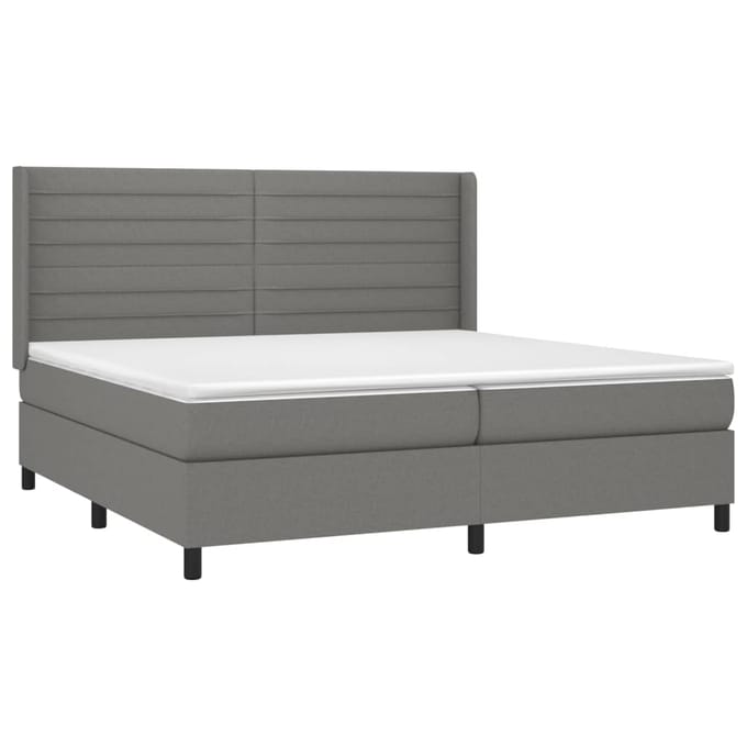 vidaXL - Boxspring - met - matras - stof - donkergrijs - 200x200 - cm