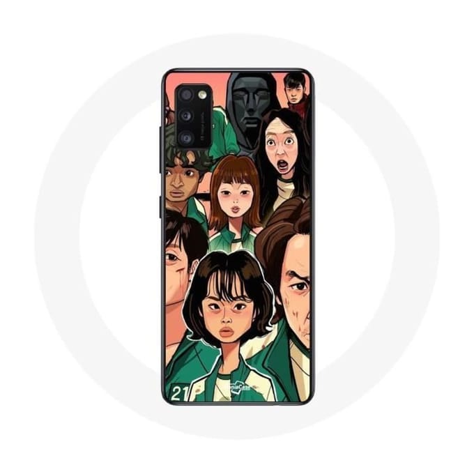Coque - Samsung - Galaxy A41 - Souple - Blanc - Squid Game Affiche personnages Fanart