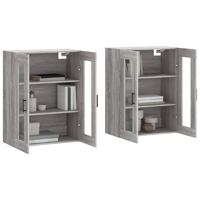 vidaXL - Hangkasten - 2 - st - bewerkt - hout - grijs - sonoma - eikenkleurig
