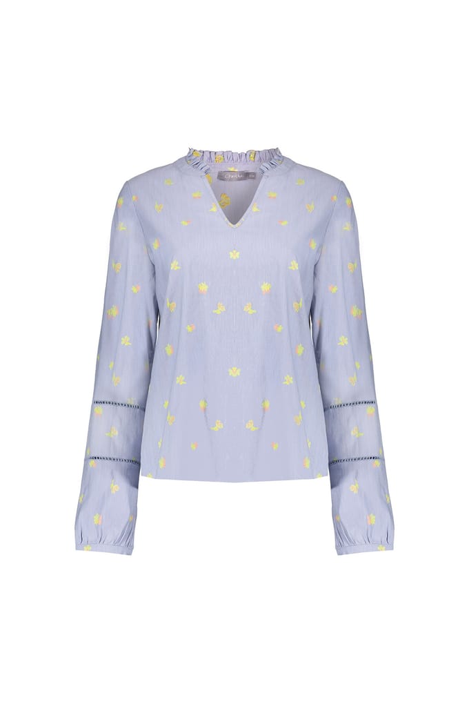 Geisha Top Lemon/chambray Größe: M | Longsleeves Outlet | Damen