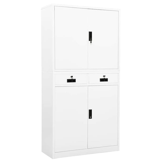 vidaXL - Kantoorkast - 90x40x180 - cm - staal - wit