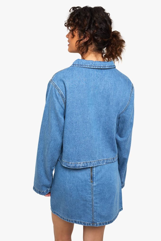 boohoo Dames A-lijn denimrok | Mid Blue | Maat: 6
