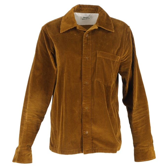 Acne Studios Denver Knop-overhemd in Bruine Ribcord