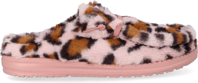 HEYDUDE - Wendy Slipper Leo Fur Dames Pantoffels Pink/Multi - Maat 37