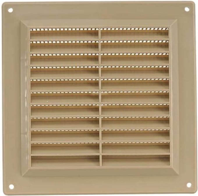 Ventilatierooster vierkant met grill 150x150 mm beige - VR1515Y