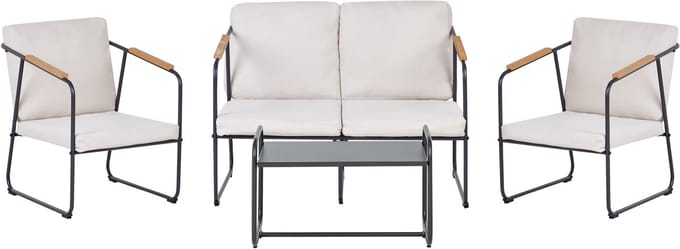 VEZZANA - Loungeset 4-zits - Lichtbeige - Staal