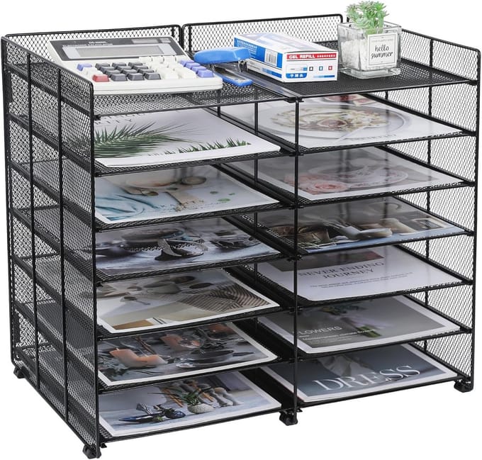 7-laagse Bureau Organizer met Verstelbare Compartimenten - Ideaal voor Kantoor en Thuis