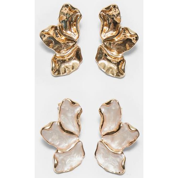 Stradivarius Set van 2 mini waaieroorbellen  Goud OS