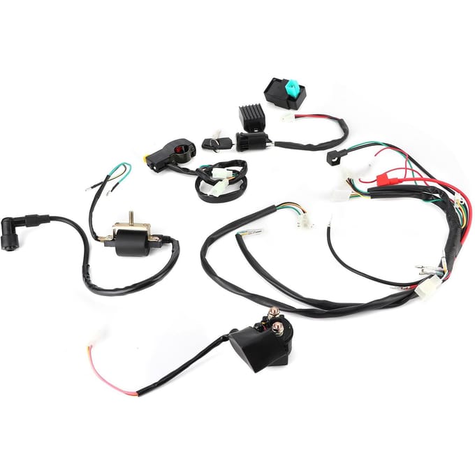 Kit de faisceau de câblage de moteur à démarrage électrique pour 50cc 110cc 125cc PIT Quad Dirt Bike ATV blanc