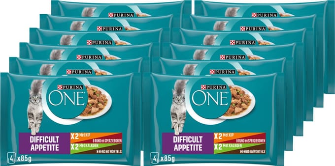 PURINA ONE Difficult Appetite - Kattenvoer Natvoer - Kip - 48 x 85 g