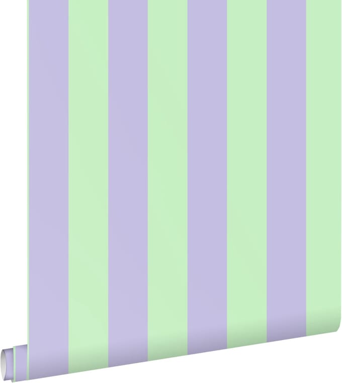 ESTAhome behang strepen paars en groen - 0.53 x 10.05 m - 131573