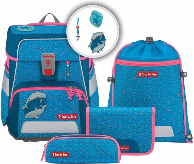 Step by Step Schooltas Space Schulranzen-Set 5-delig Dolphin Pippa Lichtblauw