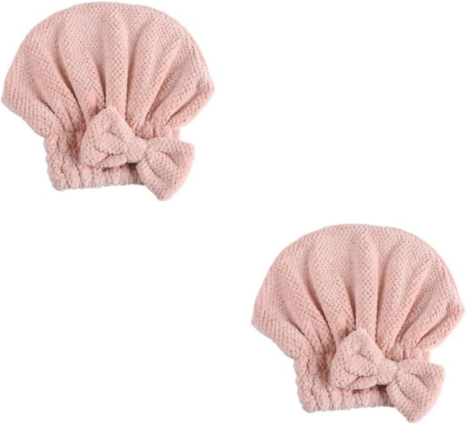 Haardroogkap - Sneldrogende kap - Haar Drogen - Waterabsorberend koraalfleece - 2 stuks - Roze