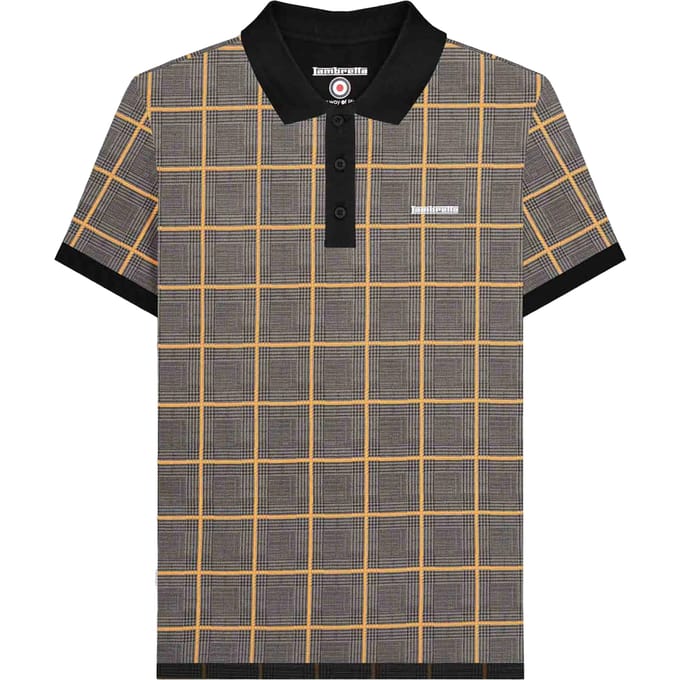 Lambretta Heren Prins van Wales geruit poloshirt (Staalgrijs)