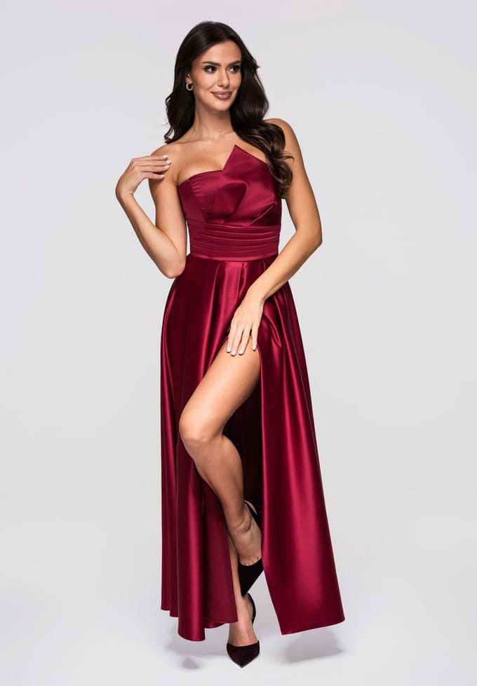 LARICA Jurk - Rits - Effen - Jurk Bordeaux M