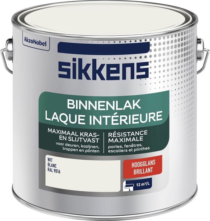 Sikkens - Binnenlak Hoogglans - Ral 9016 - 2,5 L