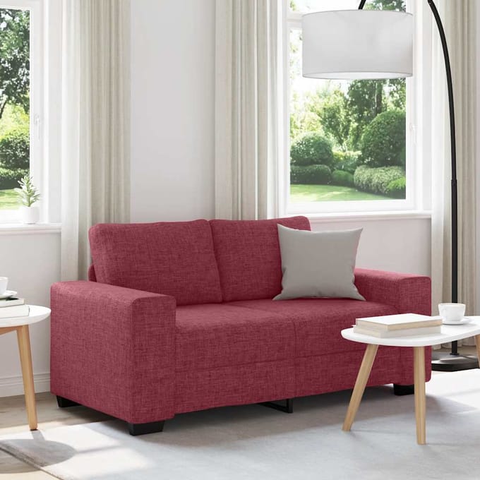 vidaXL - 2-zitsbank - wijnrood - 160x77x82 - cm - stof