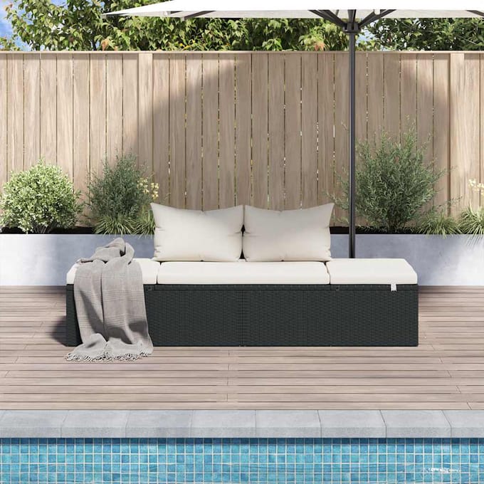 vidaXL - Tuinbed - 195x60 - cm - poly - rattan - zwart