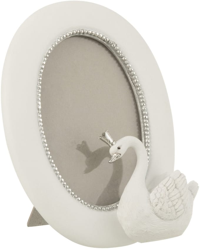 J-Line fotolijst Zwaan - polyresin - wit/zilver