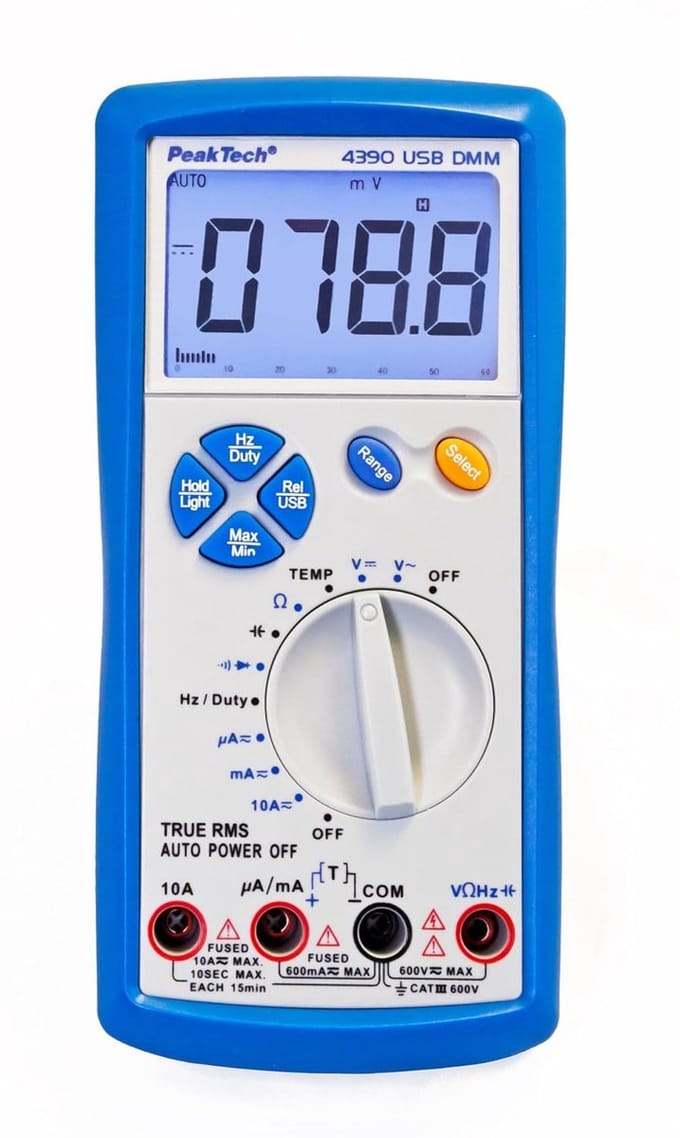 Digitale Multimeter True RMS 6000 Counts met USB, Doorgangsmeter en Autorange - CAT III 600V