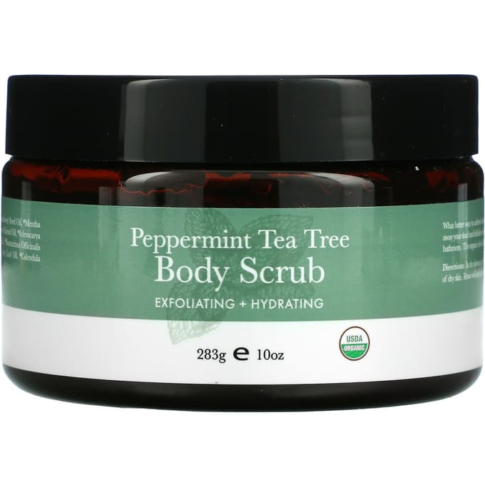 Beauty By Earth, Body Scrub, Peppermint Tea Tree, 10 oz (283 g) blue