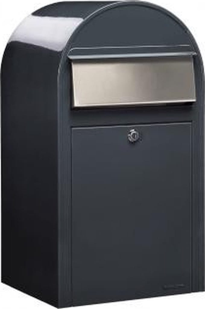 BOBI Brievenbus Grande - RAL 7016 - Donkergrijs en RVS Klep