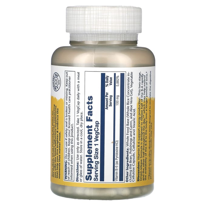 Vitamine B6, 100 mg, 120 vegetarische capsules