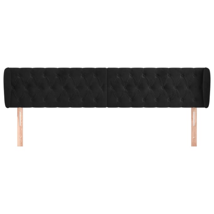vidaXL - Hoofdbord - met - randen - 183x23x78/88 - cm - fluweel - zwart