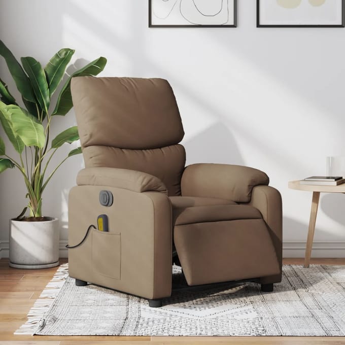 vidaXL - Massagestoel - elektrisch - verstelbaar - stof - bruin