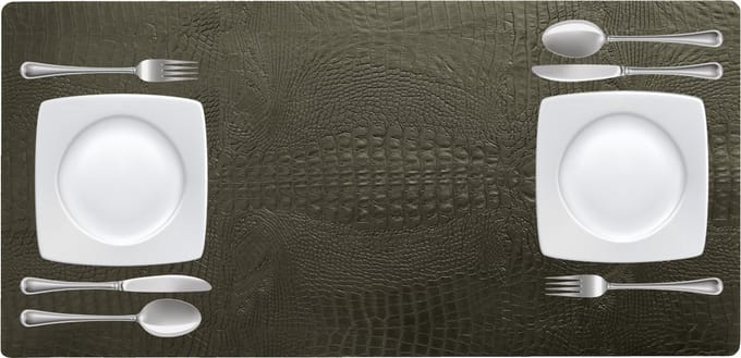 NOOBLU Tafelloper DUBL - Croco Olive green - Lengte: 95 cm, Aantal: 1 tafelloper