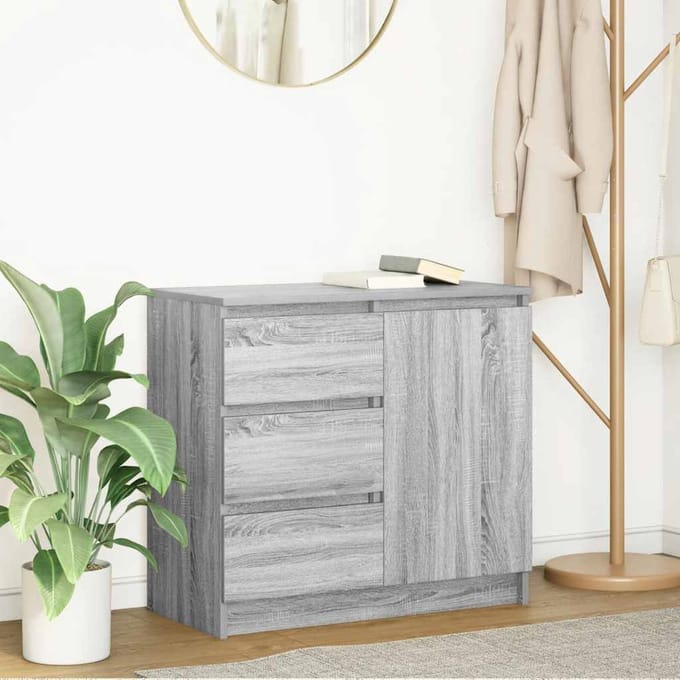 vidaXL - Dressoir - met - lade - 71x35x65 - cm - spaanplaat - grijs - Sonoma