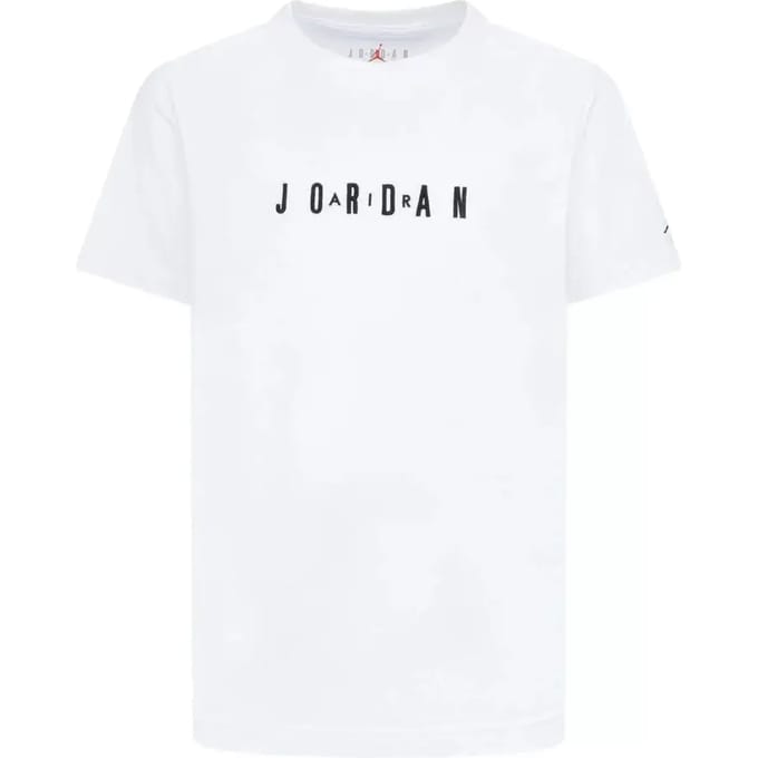 Jordan Wordmark Emb T-shirts Kinder - Wit - Maat 147 - 158 CM - Katoen Jersey