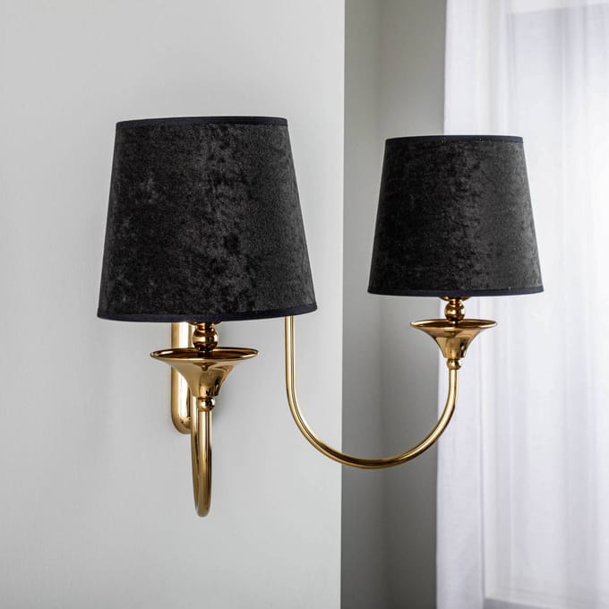 Jupiter Wandlamp Baranio met stoffen kappen, 2-lamps