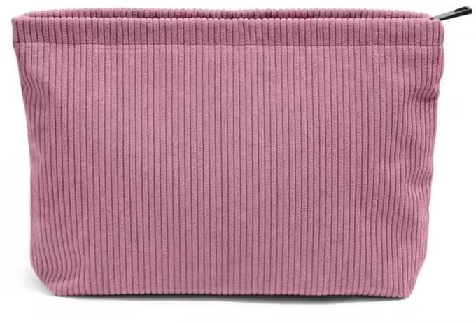 Make-up Tas - Roze - Corduroy - Rits - Ritssluiting - 23x17x4cm - Cosmetica - Toilettas - Etui