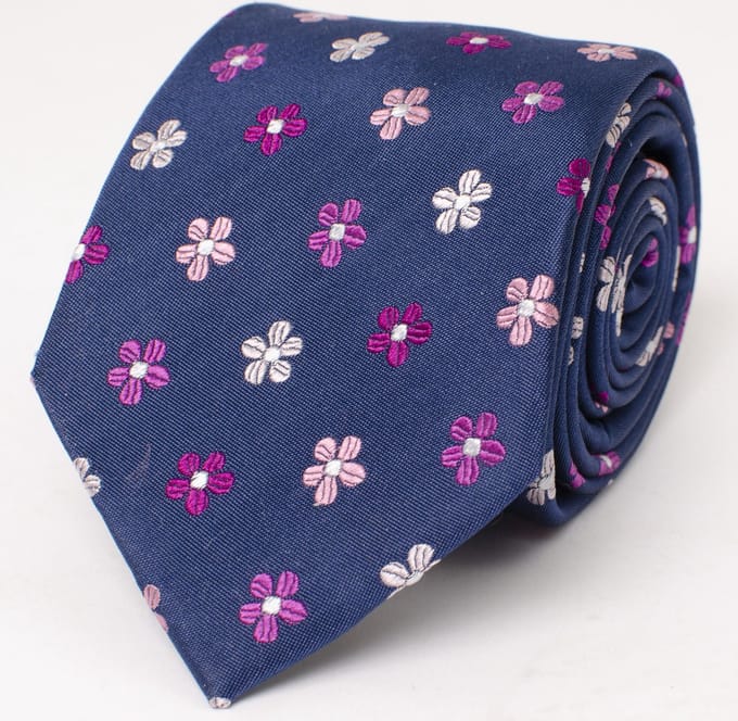 TRESANTI | BRON | Zijden stropdas met getekende bloemen | Roze