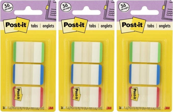 Indexeerlabels met Dispenser - Scheidingslabels voor Boeken en Mappen - 3 Kleuren