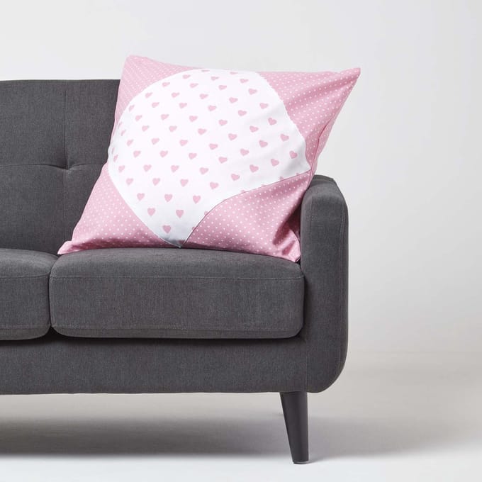 Homescapes Roze Hart Patchwork Kussenhoes 60x60cm