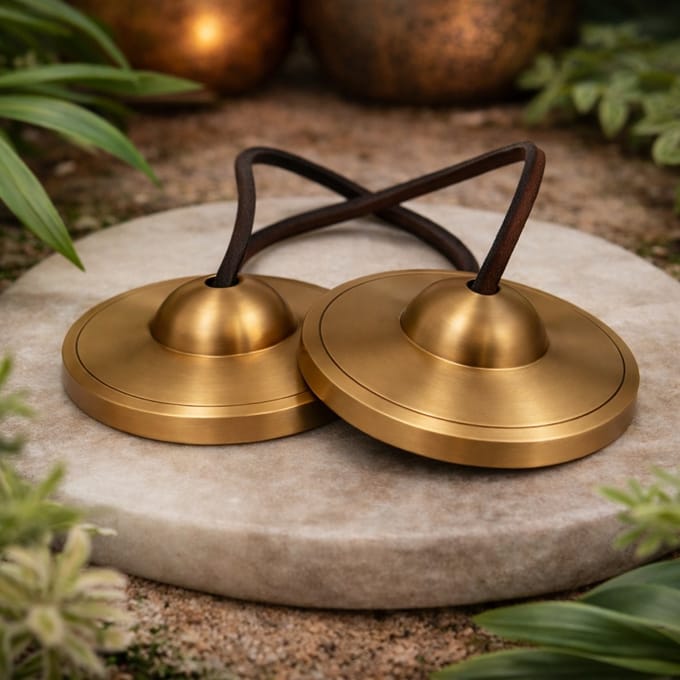 Thingsha's glad messing met superieure klank in zware uitvoering (280 gr) ± 7,5 cm