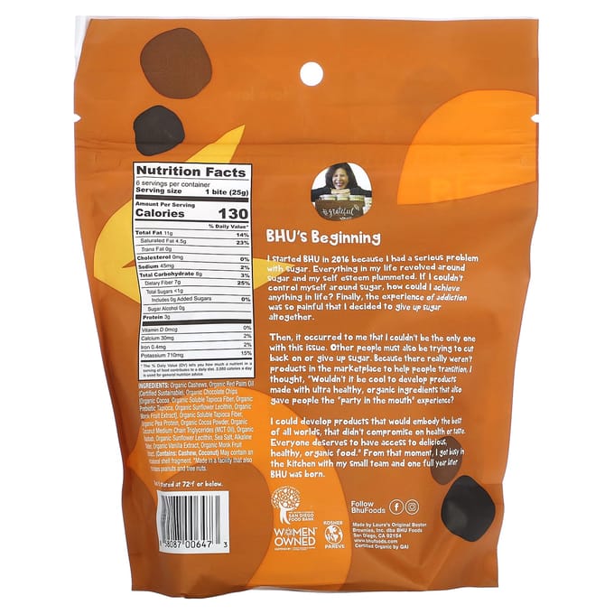 Eiwit Hapjes, Dubbele Donkere Chocolade Chip Koekjesdeeg, 6 Stuks, 25G (0,88 oz) Elk