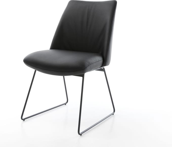 Gestoffeerde-stoel Elso-Flex slipframe zwart echt leer zwart pocketveer kern