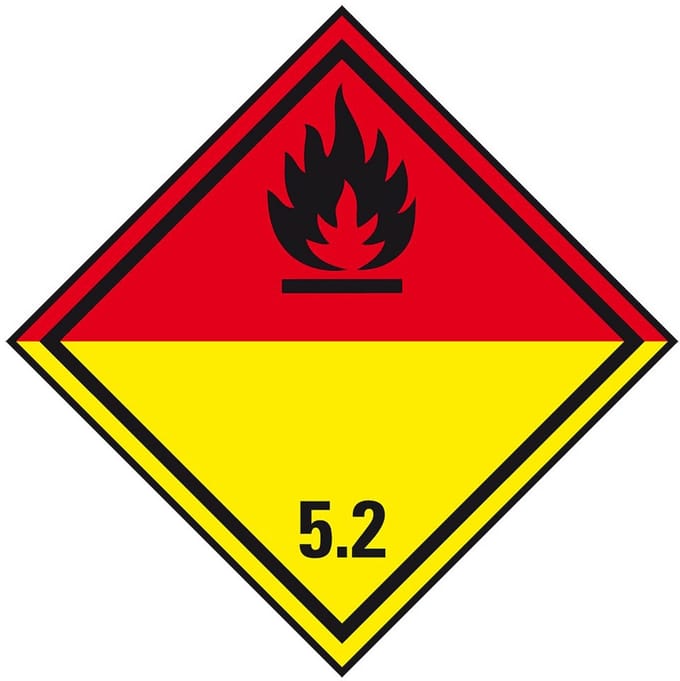 ADR klasse 5.2 sticker organische peroxide 200 x 200 mm