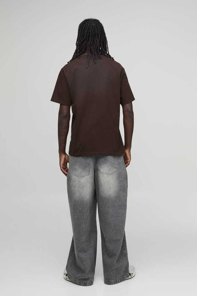 Essential Baggy Parachute Fit Rigid Washed Jeans | Stone | Size 46S