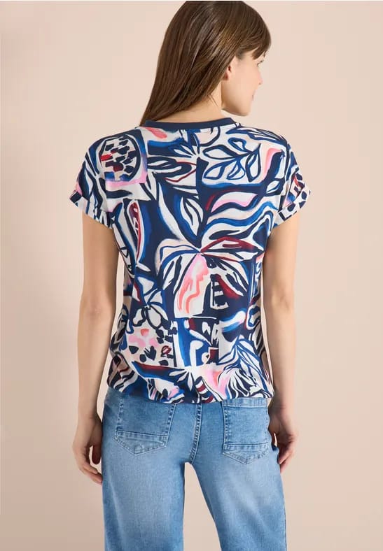 Shirt met gespleten hals en grafische print