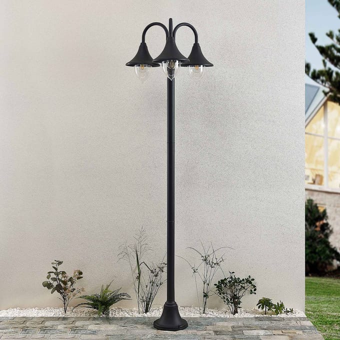 Lindby Edric lantaarnpaal, hoogte 215 cm, antraciet, aluminium