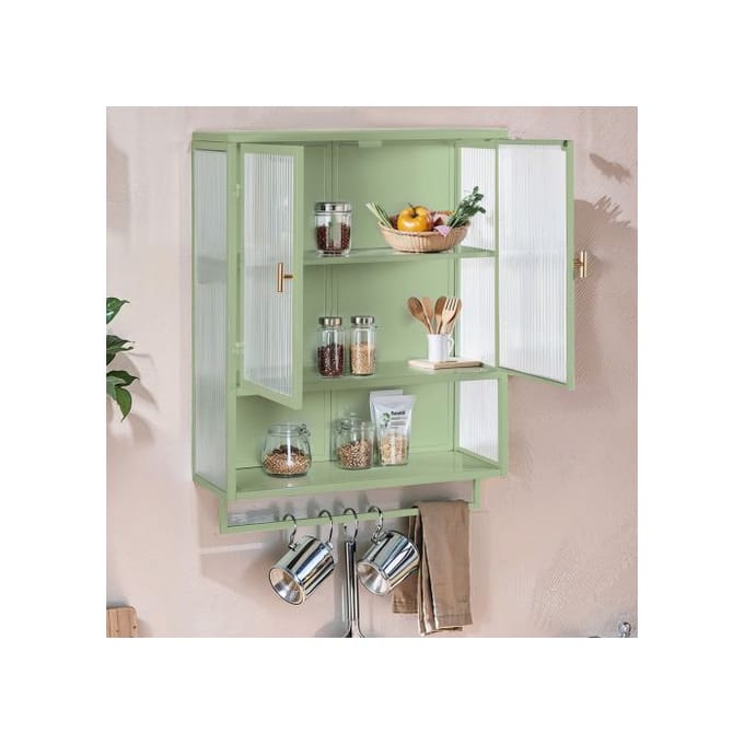 Armoire contemporaine - MUVOE - Buffet haut - 2 portes - Vert - Verre trempé vert