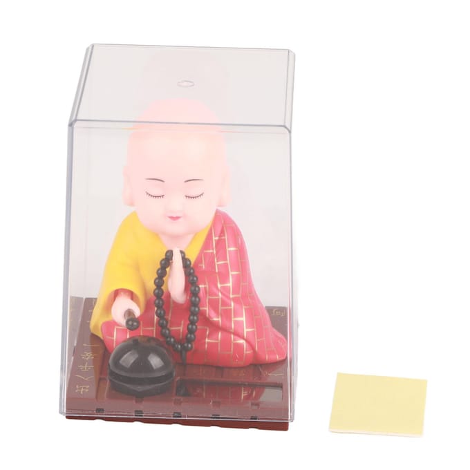 Poupée Moine Bouddhiste à Énergie Solaire Battement Automatique Figurine Moine en Plastique Durable pour Fenêtre de Voiture white
