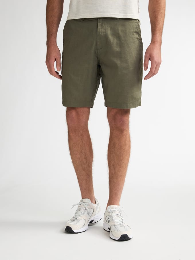 Petrol Industries - Heren Linen blend chino short Dune - Groen